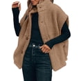 thumbnail image 1 of Fall Winter Women Casual Loose Fleece Vest Oversize Button-up Sherpa Vest Jacket, 1 of 4