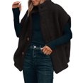 thumbnail image 1 of Fall Winter Women Casual Loose Fleece Vest Oversize Button-up Sherpa Vest Jacket, 1 of 6