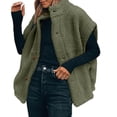 thumbnail image 1 of Fall Winter Women Casual Loose Fleece Vest Oversize Button up Sherpa Vest Jacket, 1 of 6