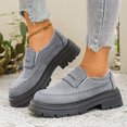 thumbnail image 1 of Fall Winter Women Chunky Platform Loafers, Faux Suede Buckle Slip‑On Shoes, Lug Sole Casual Shoes, 1 of 8