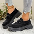 thumbnail image 1 of Fall Winter Women Chunky Platform Loafers, Faux Suede Buckle Slip‑On Shoes, Lug Sole Casual Shoes, 1 of 8