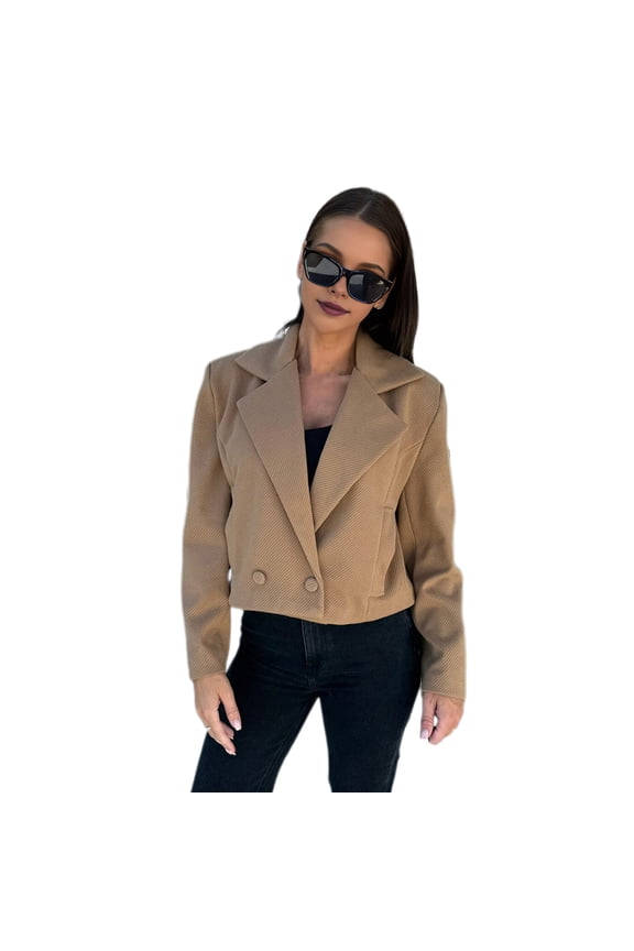 Fall Winter Women Jacket English Style Loose Double Button Clousure Solid Color Thick Long Sleeves Turn-down Collar Commuting Outdoor Coat