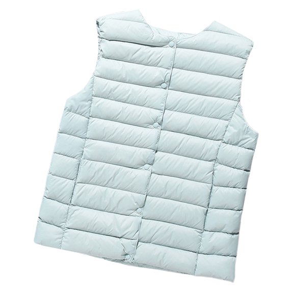 Fall Winter Women Jacket Sleeveless Padded Down Coat Single-breasted Round Neck Heat Retention Inner Wear Outerwear Outdoor Work Waistcoat