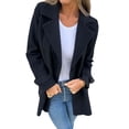 thumbnail image 1 of Fall Winter Women Jacket Turn-down Collar Mid Length Single-breasted Solid Color Fake Pockets Commuting Daily Wear Overcoat, 1 of 8