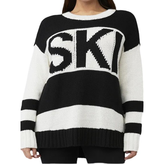 Fall Winter Women Long Sleeved Letter Print Knit Sweater Pullover