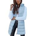thumbnail image 1 of Fall Winter Women Sleeveless Long Vest Hooded Puffer Zipper Outwear Vest, 1 of 4