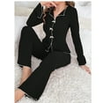 thumbnail image 1 of Winter and Spring Women's V-neck Bowknot Fashion and Sexy Homewear Set in Black, 1 of 7