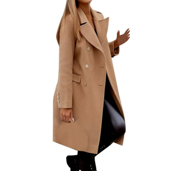 Fall Winter Women's Double Long Wool Coat Slim Fit Overcoat Elegant Warm Outerwear For Ladies Stylish Anorak Jacket
