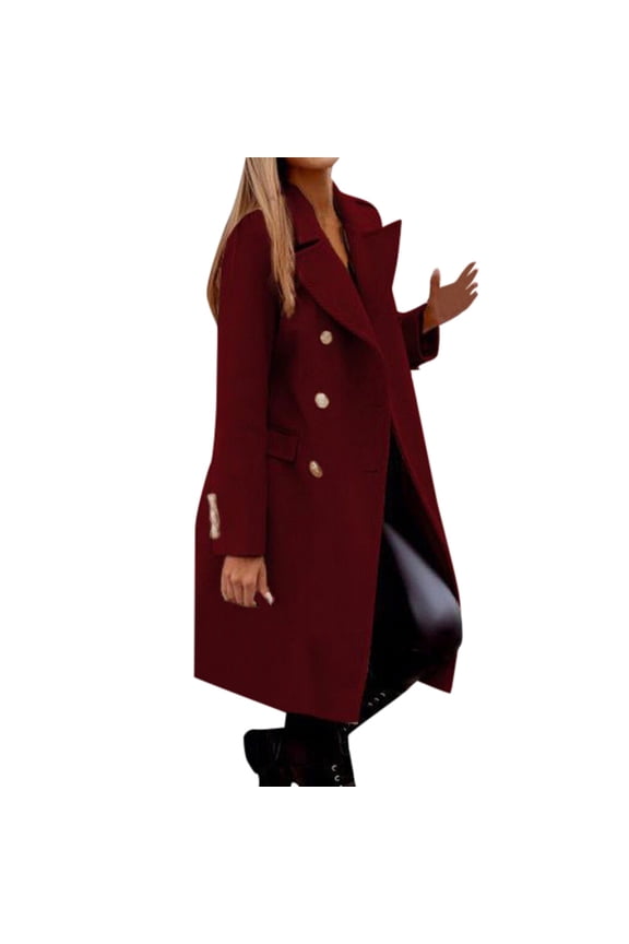 Fall Winter Women's Double Long Wool Coat Slim Fit Overcoat Elegant Warm Outerwear For Ladies Stylish Anorak Jacket