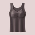 thumbnail image 1 of Fall & Winter Women's Solid Color Inner Top - Warm Seamless Tank with Built-In Chest Pad, Velvet-Lined All-in-One Underwear Base Layer Gray XL, 1 of 4