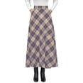 thumbnail image 1 of Fall Winter Women's Tartan Skirts Plus Size High Waisted A Line Swing Skirts Fashion Loose Pleated Plaid Skirt with Pockets Khaki L, 1 of 5