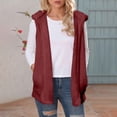 thumbnail image 1 of Fall Winter Womens Hooded Vests with Pockets, Open Front Fleece Cardigan Fuzzy Jacket Sleeveless Coat with Pockets Wine S, 1 of 9