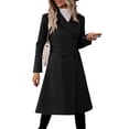 thumbnail image 1 of Fall Winter Womens Long Double Breasted Coats Lapel Collar Pea Coat Slim Fit Jackets Trench Coat Outwear, 1 of 6