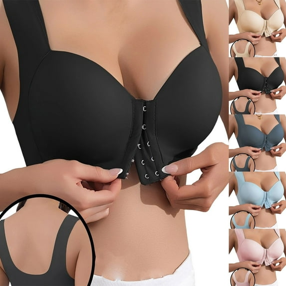 HVOBTTY Women's Push Up Bra, Bra for Women Plus Size, Women's Plus Size Solid Color Comfortable Lace Push Up Wireless Back Buckle Everyday Bras Yellow, XXXL