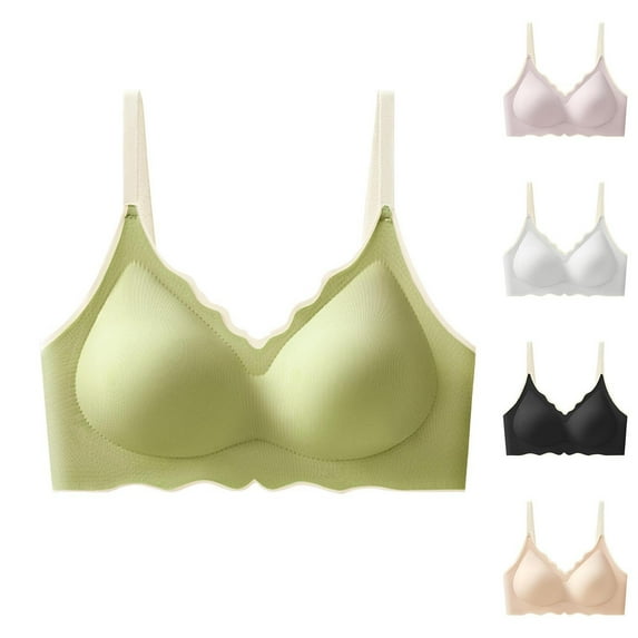 HVOBTTY Women's Wireless Push Up Bra, Bra for Women, Women Fsshion Comfortable Breathable Seamless Gathering Wireless Lifting Prevention Bra Red, XL