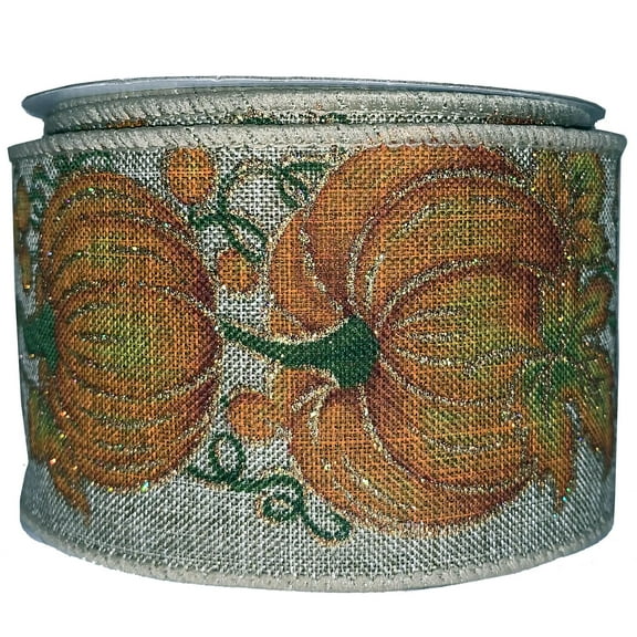 Fall Wired Ribbon Rustic Pumpkins - 2 1/2" x 10 Yards, Bows, Autumn Wreath, Fall Decor