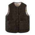 thumbnail image 1 of Fall Women Jacket Solid Sleeveless Warm Vest with Pocket Thermal Lightweight Coats Bronze, 1 of 2