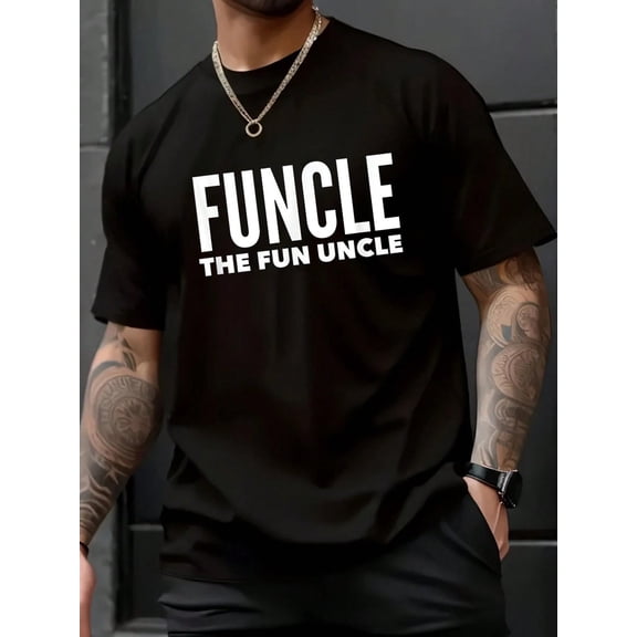 Fall Women T-Shirt Funcle The Fun Uncle T-Shirt Funny Gift For Uncles Mens T-Shirt Halloween Pumpkin Thanks Giving Family Funny Christmas Graphic Casual Autumn Tee Tops Men's T Shirt
