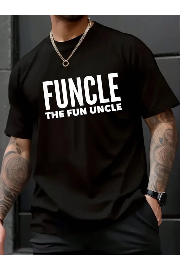 Fall Women T-Shirt Funcle The Fun Uncle T-Shirt Funny Gift For Uncles Mens T-Shirt Halloween Pumpkin Thanks Giving Family Funny Christmas Graphic Casual Autumn Tee Tops Men's T Shirt