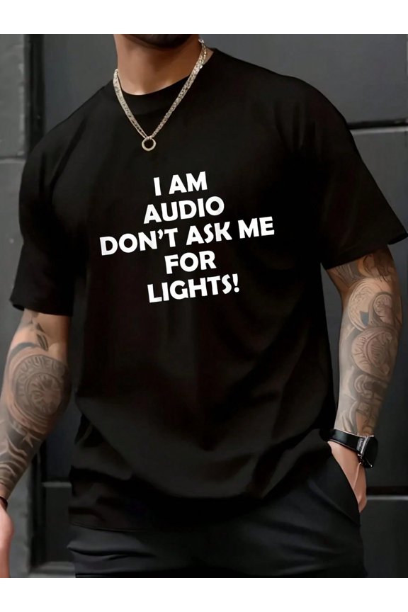 Fall Women T-Shirt I Am Audio Don't Ask Me For Light Funny Backstage Crew T-Shirt Halloween Pumpkin Thanks Giving Family Funny Christmas Graphic Casual Autumn Tee Tops Men's T Shirt