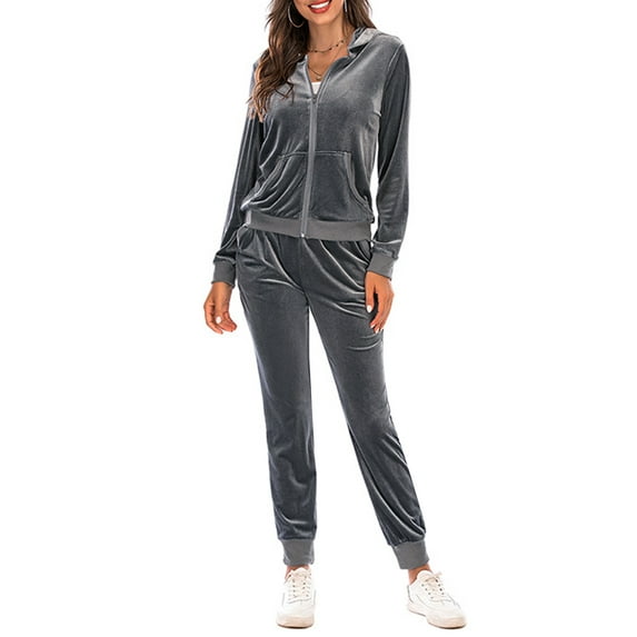 Fall Women Tracksuits Multicolor Polyester Sweatshirt Sweatpants With Zipper Hoodie Activewear Workout Outfits