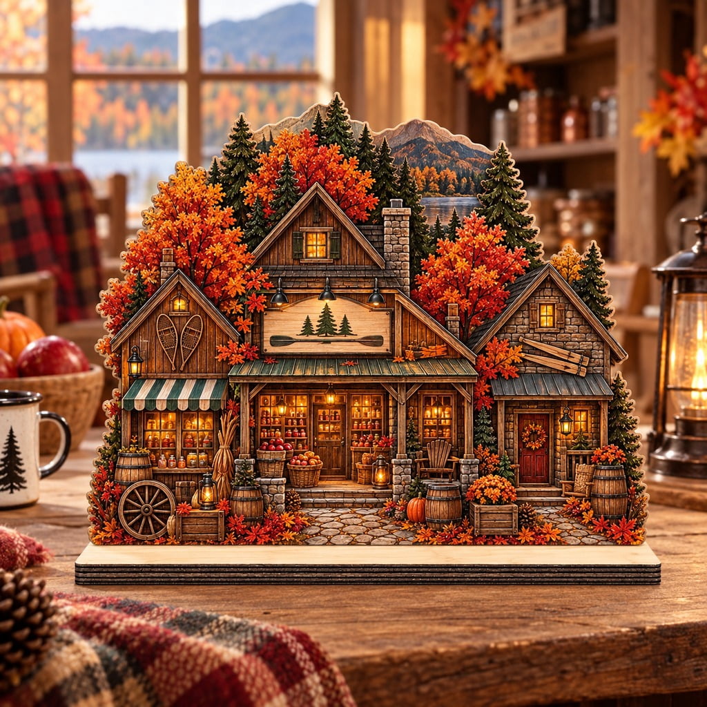 General Flash Accessory Fall Wooden Block Rustic General Store Village Tabletop Display for ...