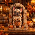 Fall Barber Display Fall Wooden Decor Mummy French Bulldog Tabletop Display for Dog Lovers ...