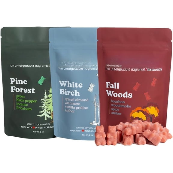Fall Woods Mix Scented , Non Soy Melts - 6 Total Oz. of Scented Melts. Includes: White Birch, Fall Woods and Pine Forest.