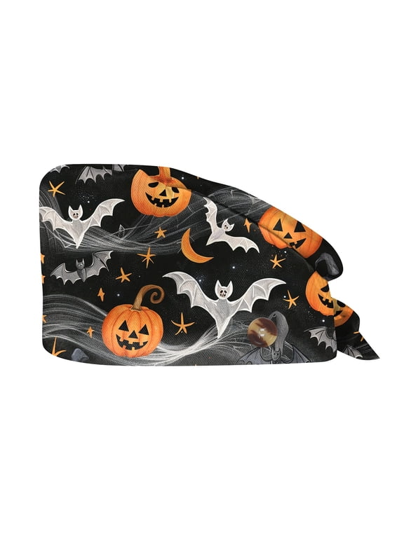 Fall Working Cap for Women, Adjustable Nurse Hat with Ponytail, Halloween Hair Cover for Work, Shower, Salon, Spa, Office, Soft Breathable Cap Dark Gray