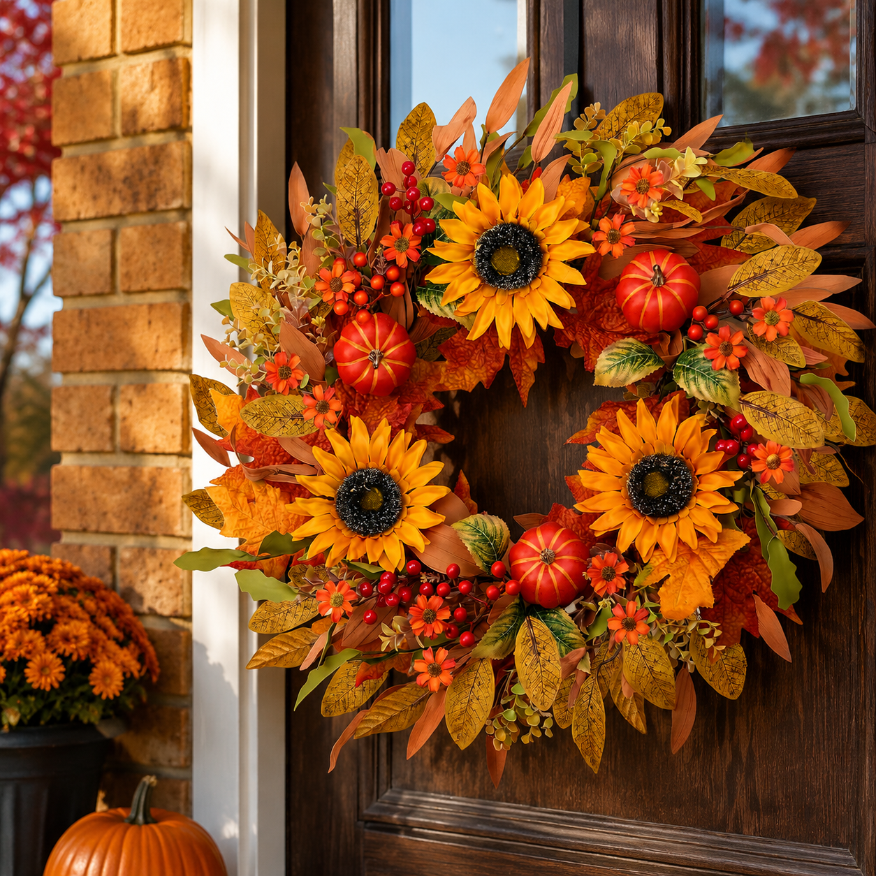 Fall Wreath 24 Inch Fall Wreaths for Front Door - Walmart.com