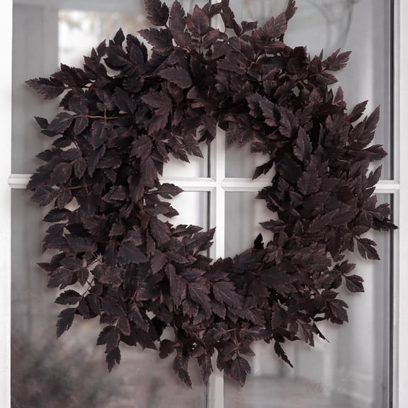 Fall Wreath 26 Inch Cimicifuga Leaves For Front Door Halloween Decor