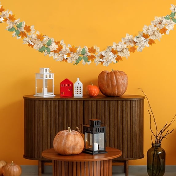 Fall Wreath Artificial Leaf Wreath for Thanksgiving Decor Halloween Mantel Fireplace Home Party Rural Fall Ivy 68.89 Inch Orange