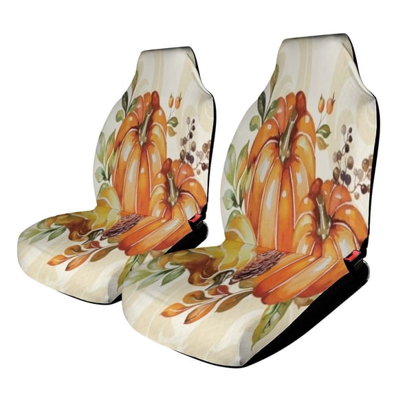 Fall Wreath Autumn Thanksgiving Pumpkins Car Seat Covers Front Seats Universal Fit for Cars SUV Truck Auto Interior Accessories
