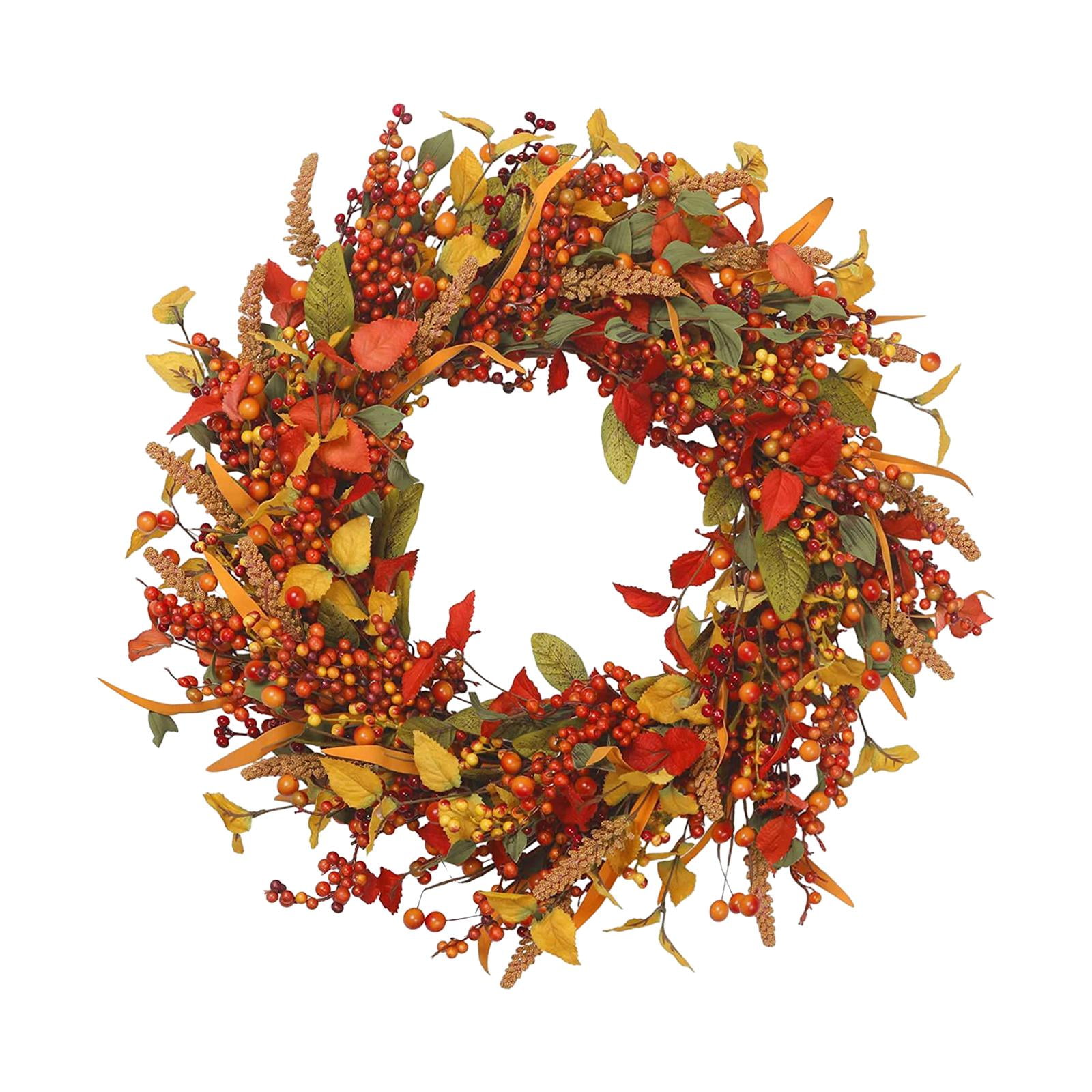 Fall Wreath Autumn Wreath with Leaves Harvest Wreath Fall Berries ...