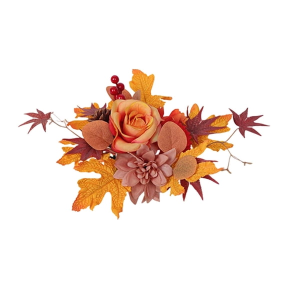 Fall Wreath Berry Candle Ring Centerpiece for Fall Thanksgiving with Maple Leaves and Pumpkins Fall Wreaths for Front Door Halloween Wreath