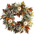 thumbnail image 1 of Fall Wreath for Front Door,18 Inch Autumn Wreath with Maple Leaf,Pumpkins and White Berries,Artificial Pumpkins Wreath,Thanksgiving Wreaths,Maple Leaf Wreath Decor, 1 of 6
