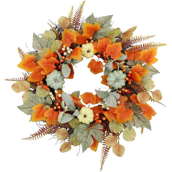 Fall Wreath for Front Door, Autumn Pumpkin Wreath Halloween Wreath Thanksgiving Wreath Door Hanging Wreath Party Decoration Home Relaxed Decor Inside Outside Wreath Window Garland Yard Indoor Outdoor