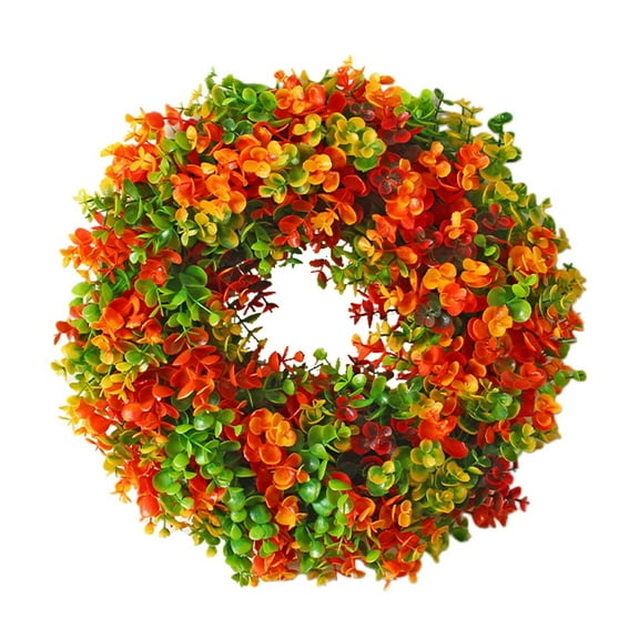 Fall Wreath for Front Door Large Artificial Eucalyptus Leaves Outdoor Wreath for Porch Window Farmhouse Home Thanksgiving Harvest Festival Autumn Decor Indoor Outdoor Use, 45x45cm