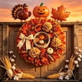 thumbnail image 1 of Fall Wreath for Front Door Thanksgiving Decorations Wooden Harvesting Basket Artificial for Farmhouse Indoor Outdoor Window Wall Porch Decor by MPOISVA, 1 of 6