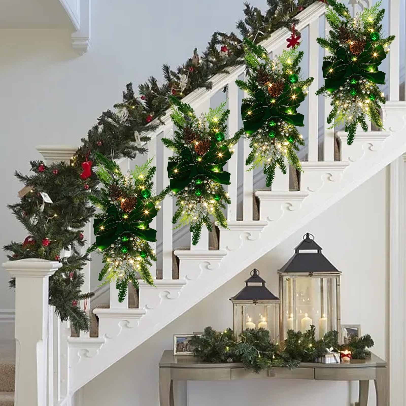 Fall Wreath HzyK Christmas Stair Light up Wreath Christmas Stairway