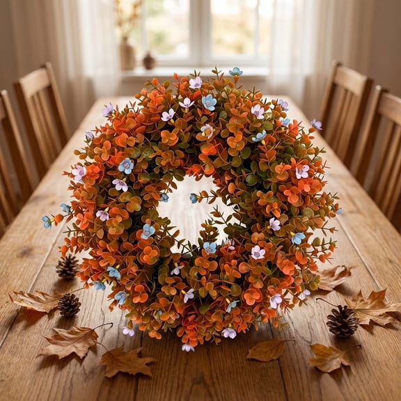 Fall Wreath for Front Door, Artificial Wreath with Maple Leaves Sunflowers Pumpkins Berries, Thanksgiving Outdoor Home Decor