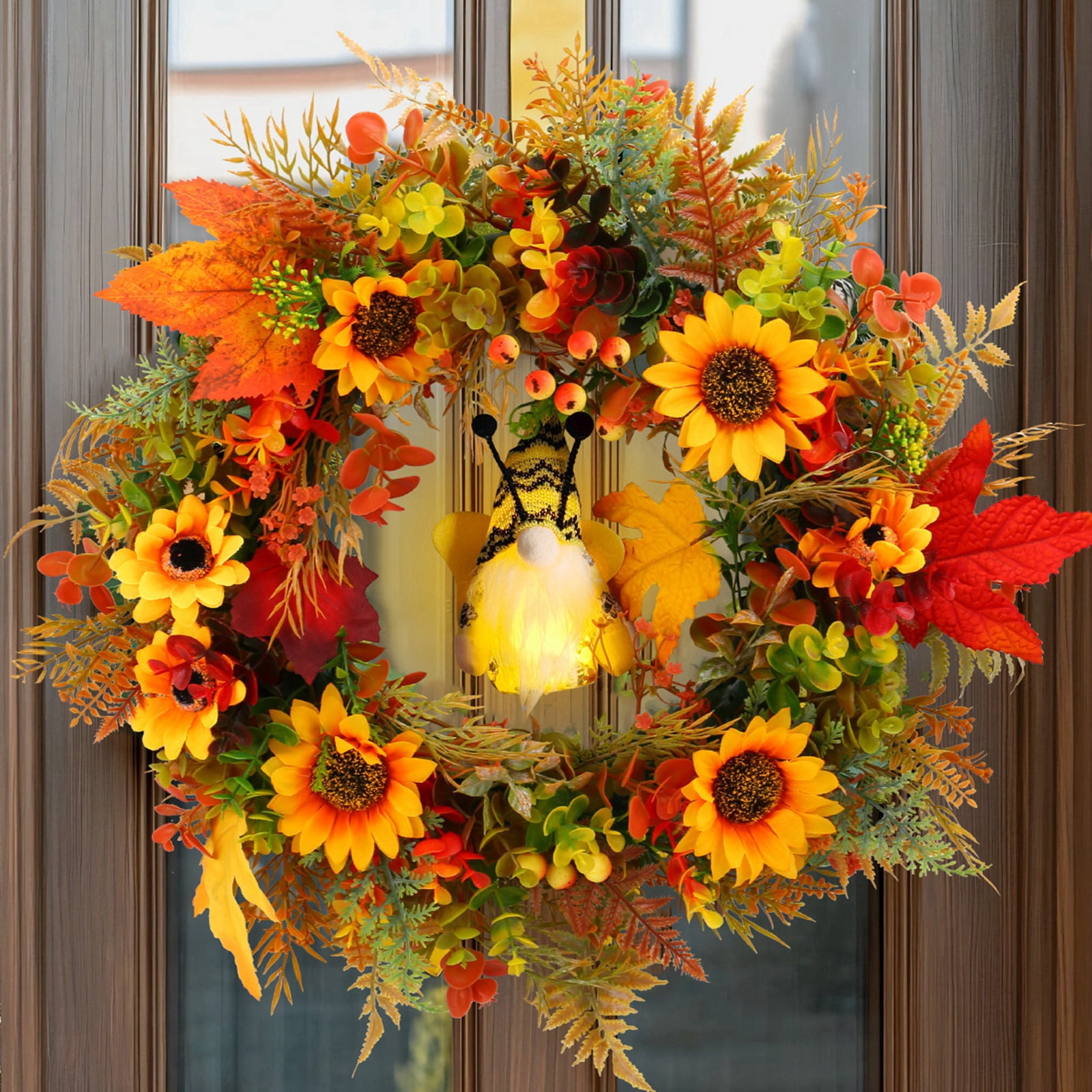 Fall Wreaths for Front Door 17.71 Inch Autumn Wreath with Sunflowers ...