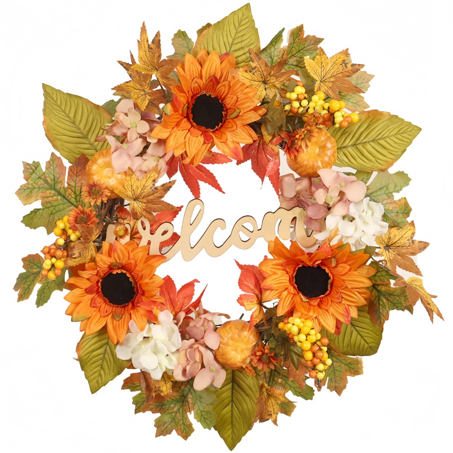 Fall Wreaths for Front Door,18 Inch Autumn Harvest Wreath with Berries ...
