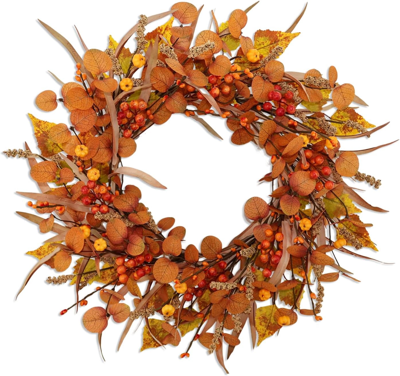 Fall Wreaths For Front Door 22 Inch Artificial Autumn Wreath with ...
