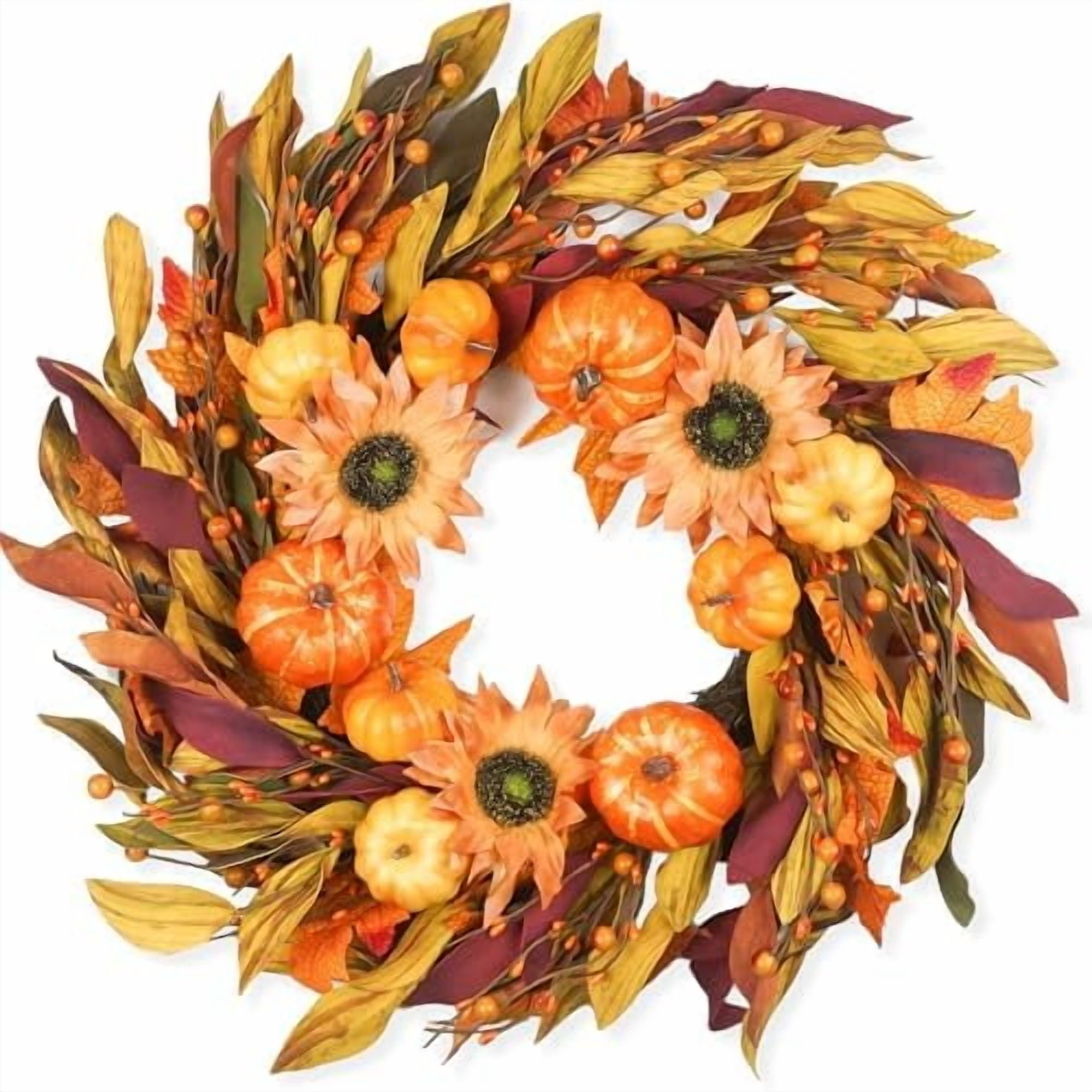 Fall Wreaths for Front Door 22 Inch, Autumn Wreath with Berry Pumpkin ...