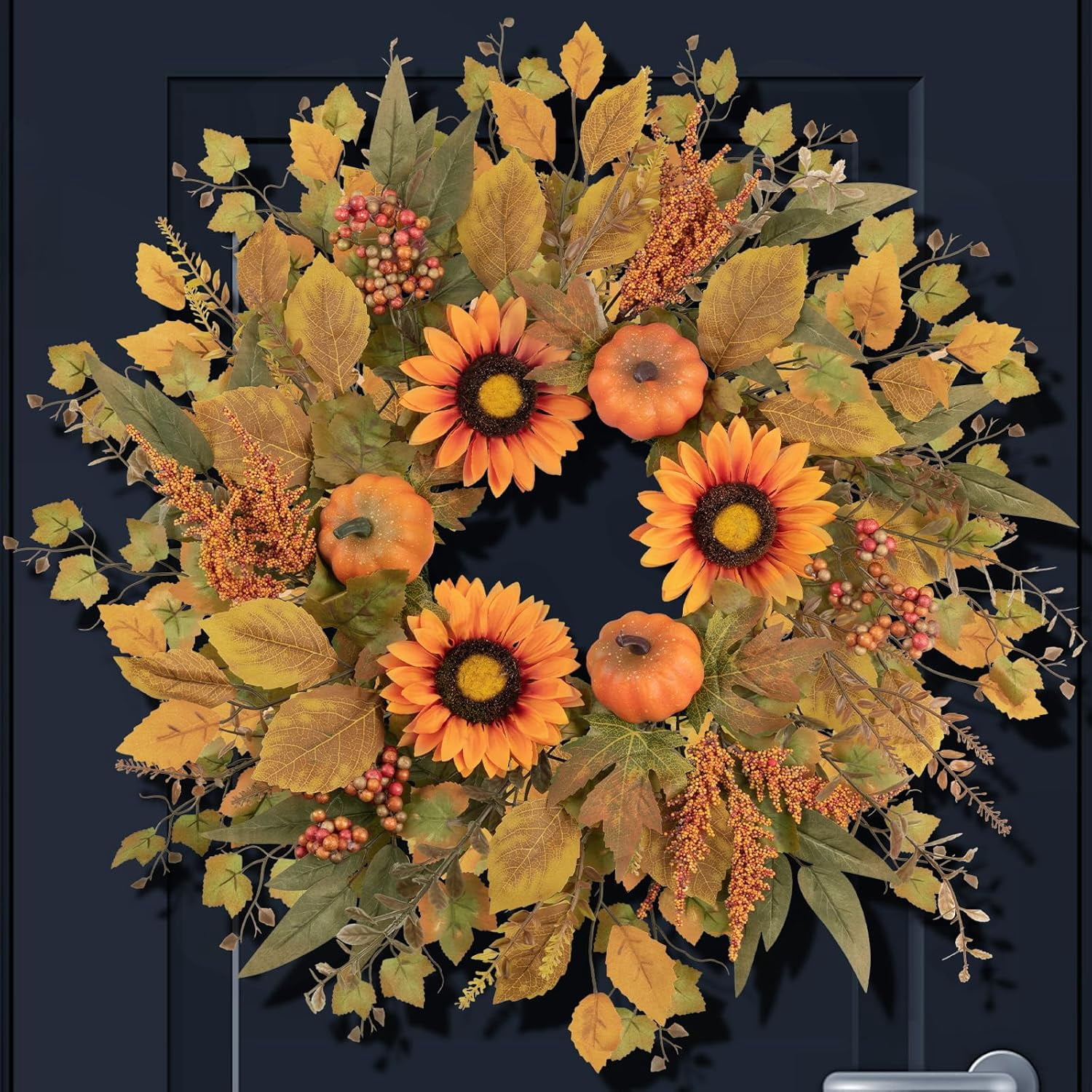 Fall Wreaths for Front Door 24 Inch Sunflower Wreath, Artificial ...