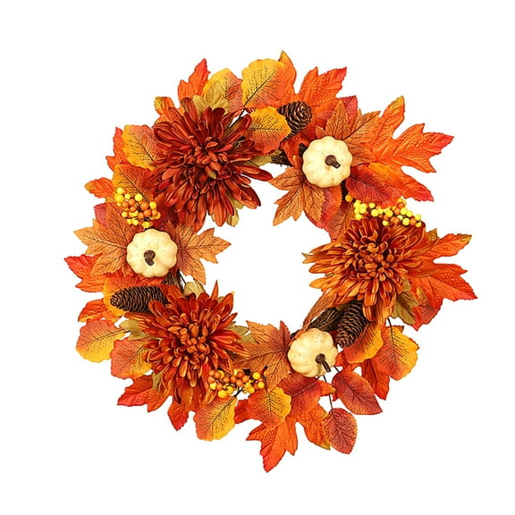 Fall Wreaths for Front Door, Autumn Wreath with Pine Cones, Pumpkins, Maple Leaves & Berries for Fall Decor, Farmhouse Door Wreath for Home, Window Wall Thanksgiving Outdoor Decorations