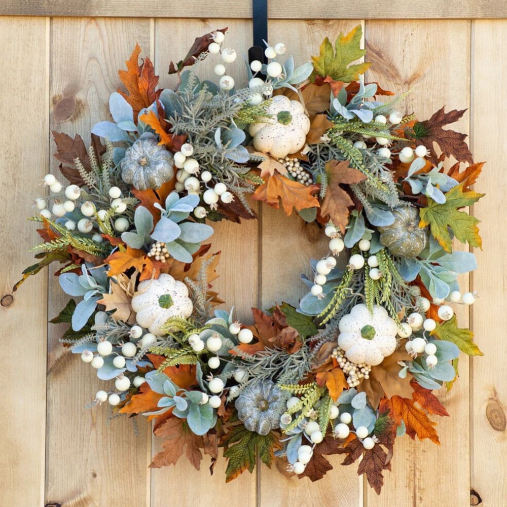 Fall Wreaths for Front Door 18 Inch, Summer Wreath with Berry ...