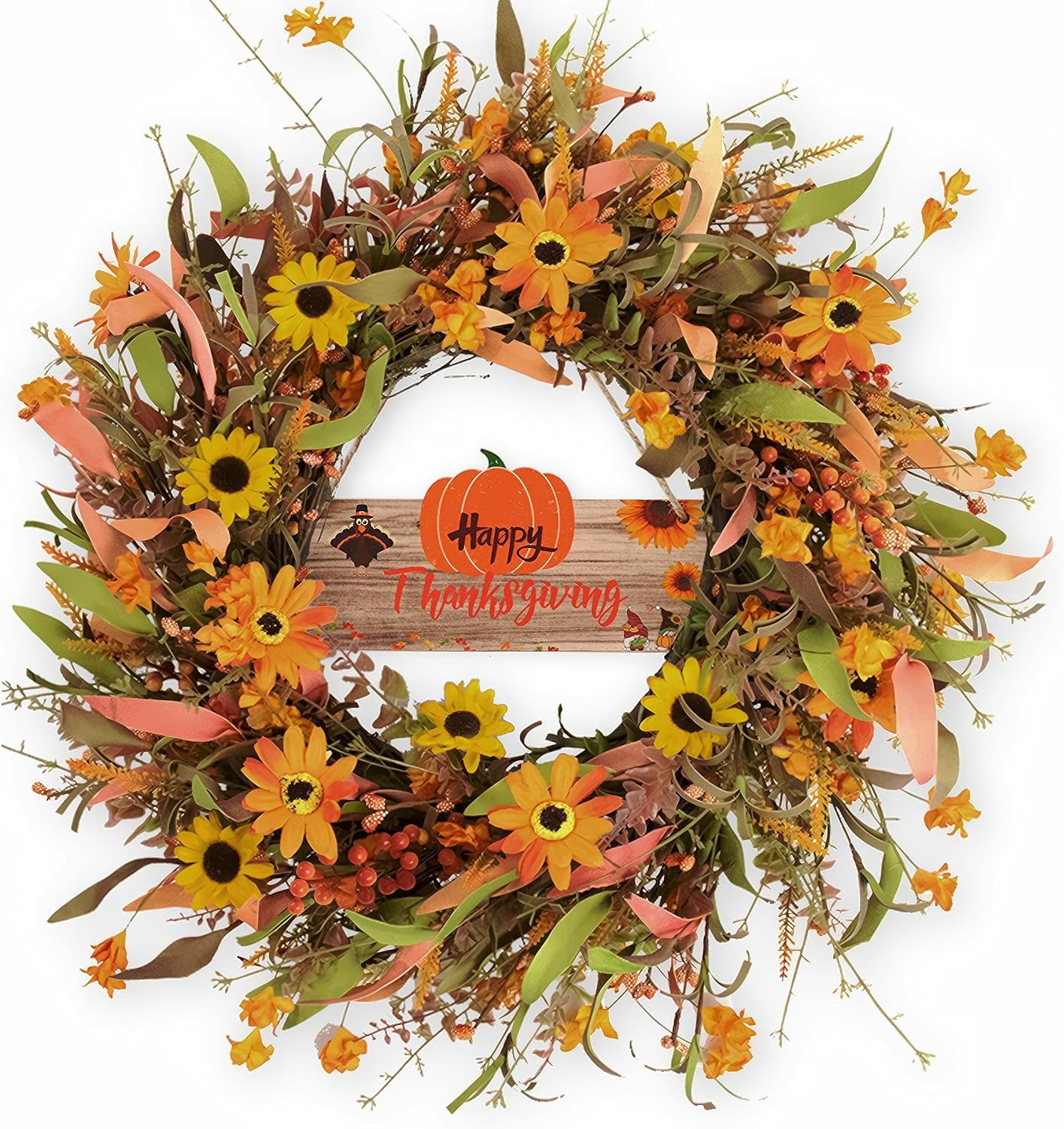 Fall Wreaths for Front Door 22 Inch Artificial Fall Wreath Floral ...