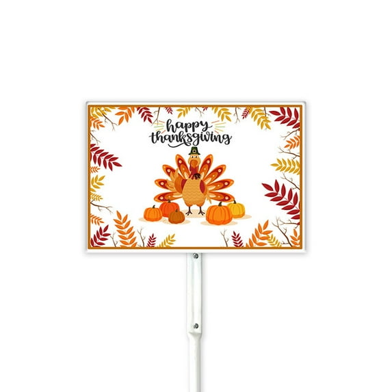 Fall Yard Signs Fall Decorations Outdoor Happy Thanksgiving Turkey Fall Sign With Stake for Lawn Garden Thanksgive Party Supplies 8x12 inches Sturdy Aluminum Rust Free